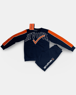 Blauer Sweatshirt-Trainingsanzug mit Rundhalsausschnitt