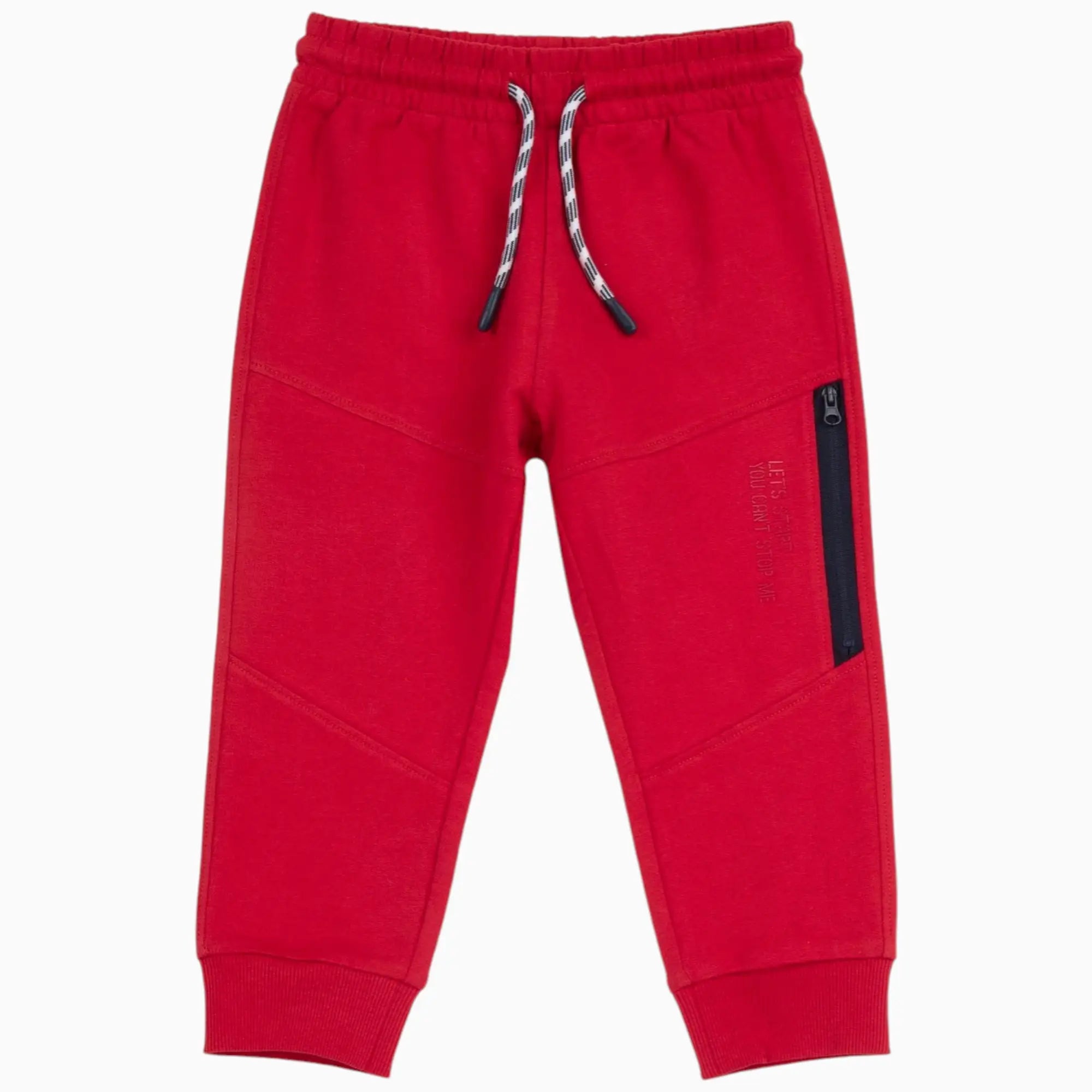 Pantaloni lunghi da bambino in morbida felpa di cotone non garzata rosso