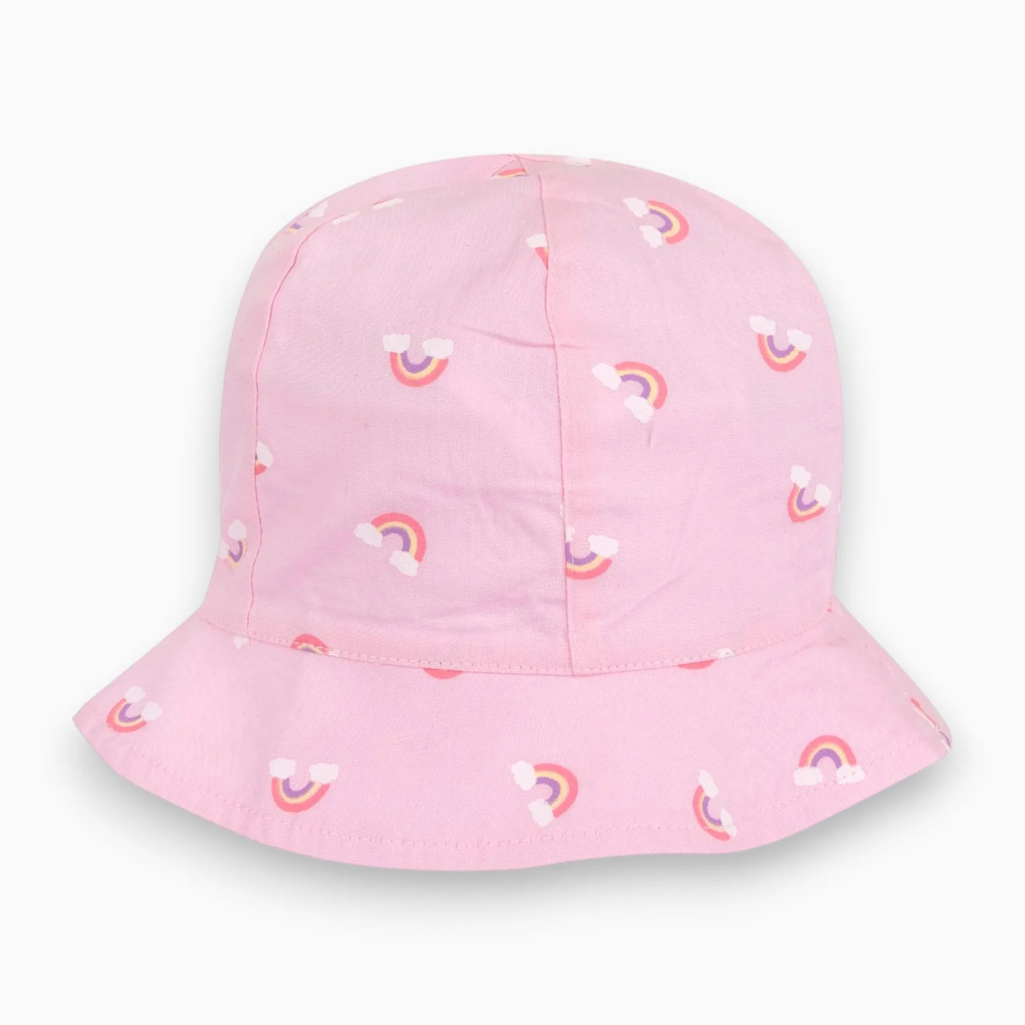 Cappello in morbido cotone stampato con fantasia a piccoli arcobaleni